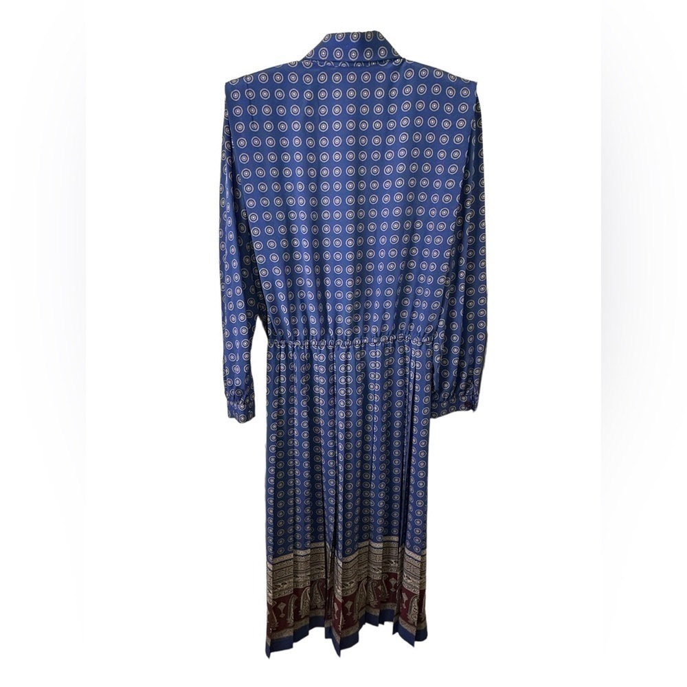 Schrader Vintage Block Shoulder A-Line Pleated Maxi Dress Size 14 Deadstock - Picture 4 of 10